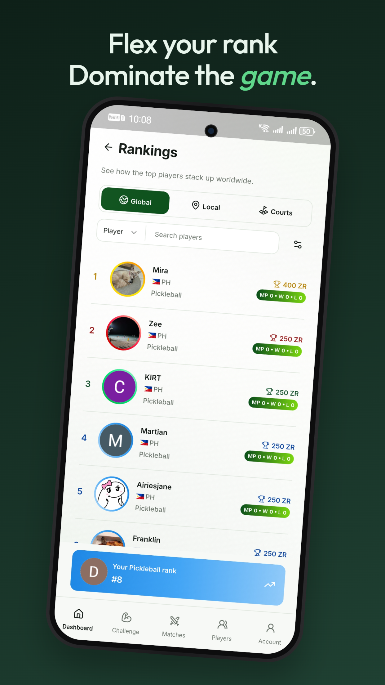 Zmashers app — Rankings